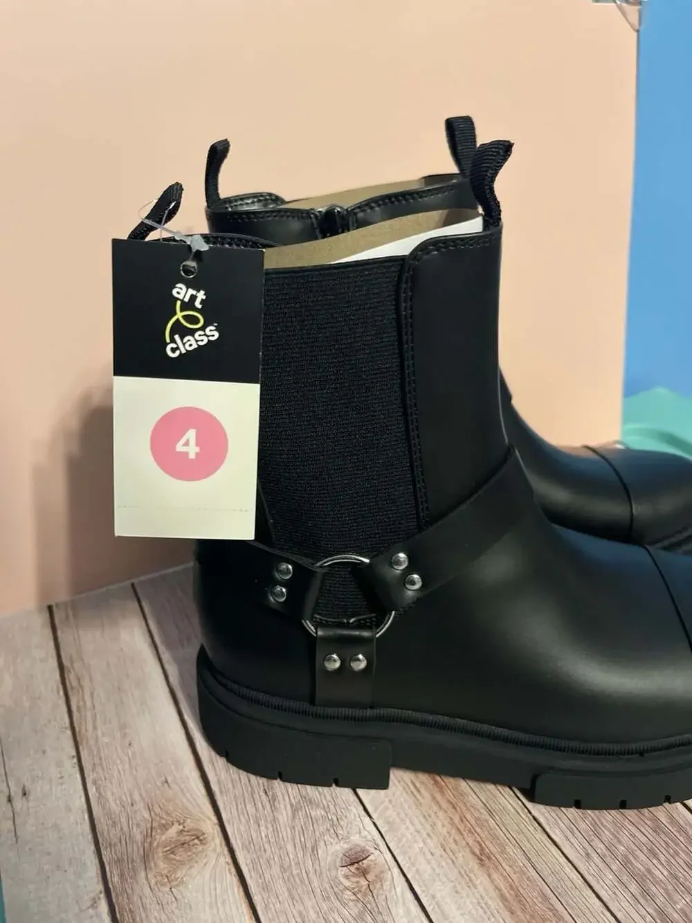 Art Class Kids Crosby Harness Moto Boots - Black - Picture 10 of 10